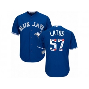 Men's Majestic Toronto Blue Jays #57 Mat Latos Authentic Blue Team Logo Fashion MLB Jersey