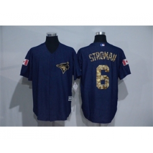 Men's Majestic Toronto Blue Jays #6 Marcus Stroman Blue Camo New Cool Base Jerseys