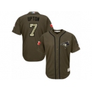 Men's Majestic Toronto Blue Jays #7 B.J. Upton Authentic Green Salute to Service MLB Jersey