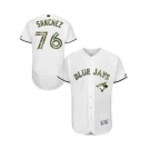 Men's Majestic Toronto Blue Jays #76 Tony Sanchez Authentic White 2016 Memorial Day Fashion Flex Base MLB Jersey