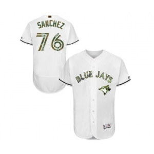 Men's Majestic Toronto Blue Jays #76 Tony Sanchez Authentic White 2016 Memorial Day Fashion Flex Base MLB Jersey