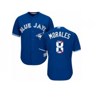 Men's Majestic Toronto Blue Jays #8 Kendrys Morales Authentic Blue Team Logo Fashion MLB Jersey