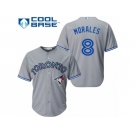 Men's Majestic Toronto Blue Jays #8 Kendrys Morales Replica Grey Road MLB Jersey