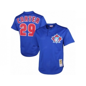 Men's Mitchell and Ness 1997 Toronto Blue Jays #29 Joe Carter Replica Blue Throwback MLB Jersey