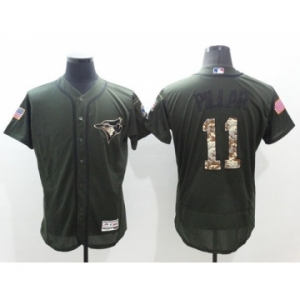 Men's Toronto Blue Jays #11 Kevin Pillar Majestic Green Salute to Service Flexbase Authentic Collection Jersey