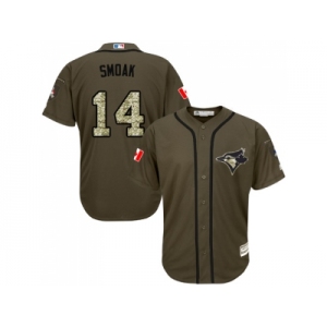 Men's Toronto Blue Jays #14 Justin Smoak Green Salute to Service Stitched MLB Jersey