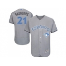 Men's Toronto Blue Jays #21 Michael Saunders Grey Flexbase Authentic Collection 2016 Father's Day Stitched Baseball Jersey