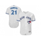 Men's Toronto Blue Jays #21 Michael Saunders White Flexbase Authentic Collection Stitched Baseball Jersey