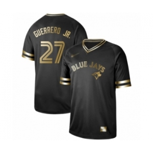 Men's Toronto Blue Jays #27 Vladimir Guerrero Jr. Authentic Black Gold Fashion Baseball Jersey