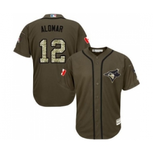 Toronto Blue Jays #12 Roberto Alomar Green Salute to Service Stitched Baseball Jersey[Canadian flag]