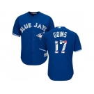 Toronto Blue Jays #17 Ryan Goins Blue Team Logo Fashion Stitched MLB Jersey