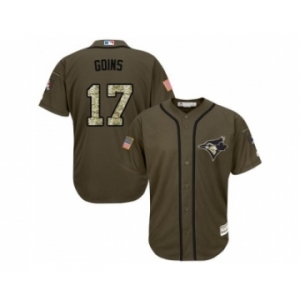 Toronto Blue Jays #17 Ryan Goins Green Salute to Service Stitched Baseball Jersey