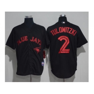 Toronto Blue Jays #2 Troy Tulowitzki Black Strip Stitched MLB Jersey