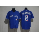 Toronto Blue Jays #2 Troy Tulowitzki Blue Team Logo Print Cool Base Stitched Baseball Jersey