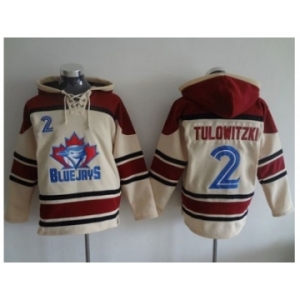 Toronto Blue Jays #2 Troy Tulowitzki Cream Sawyer Hooded Sweatshirt MLB Hoodie