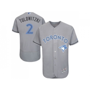 Toronto Blue Jays #2 Troy Tulowitzki Grey Flexbase Authentic Collection 2016 Father's Day Stitched Baseball Jersey