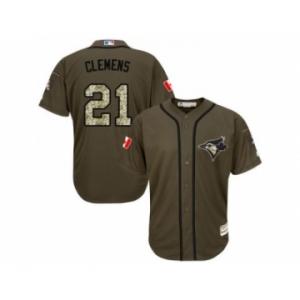 Toronto Blue Jays #21 Roger Clemens Green Salute to Service Stitched Baseball Jersey