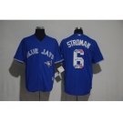Toronto Blue Jays #6 Marcus Stroman Blue Team Logo Print Cool Base Stitched Baseball Jersey