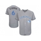 Toronto Blue Jays #6 Marcus Stroman Grey Flexbase Authentic Collection 2016 Father's Day Stitched Baseball Jersey