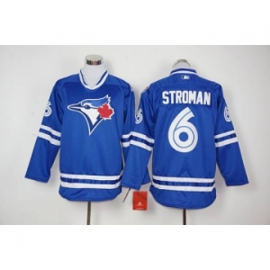 mlb jerseys toronto blue jays #6 marcus stroman blue long sleeve