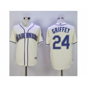 Men Seattle Mariners #24 Ken Griffey Cream New Cool Base2016 Hall Of Fame Patch Stitched Baseball Jersey
