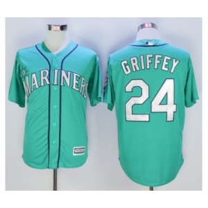 Men Seattle Mariners #24 Ken Griffey Jr Majestic Green 2016 Hall Of Fame Induction Cool Base Jersey with Sleeve Patch Jersey