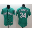 Men Seattle Mariners #34 Felix Hernandez Majestic Green Flexbase Authentic Collection Player Jersey