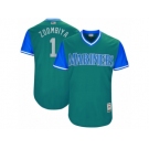 Men's 2017 Little League World Series Mariners #1 Jarrod Dyson Zoombiya Aqua Jersey