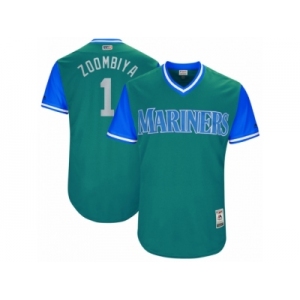 Men's 2017 Little League World Series Mariners #1 Jarrod Dyson Zoombiya Aqua Jersey