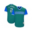 Men's 2017 Little League World Series Mariners #2 Jean Segura El Mambo Aqua Jersey