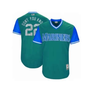 Men's 2017 Little League World Series Mariners #22 Robinson Cano Dont You Know Aqua Jersey