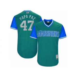 Men's 2017 Little League World Series Mariners #47 James Pazos Papa Paz Aqua Jersey