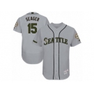 Men's Majestic Seattle Mariners #15 Kyle Seager Grey Memorial Day Authentic Collection Flex Base MLB Jersey