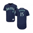 Men's Majestic Seattle Mariners #15 Kyle Seager Navy Blue Flexbase Authentic Collection MLB Jersey