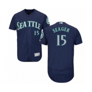 Men's Majestic Seattle Mariners #15 Kyle Seager Navy Blue Flexbase Authentic Collection MLB Jersey