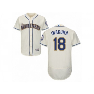 Men's Majestic Seattle Mariners #18 Hisashi Iwakuma Cream Flexbase Authentic Collection MLB Jersey