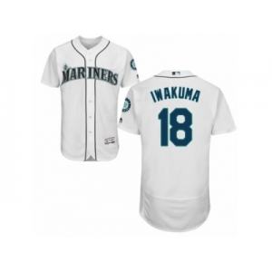 Men's Majestic Seattle Mariners #18 Hisashi Iwakuma White Flexbase Authentic Collection MLB Jersey