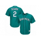 Men's Majestic Seattle Mariners #2 Jean Segura Replica Teal Green Alternate Cool Base MLB Jersey