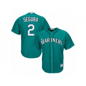 Men's Majestic Seattle Mariners #2 Jean Segura Replica Teal Green Alternate Cool Base MLB Jersey