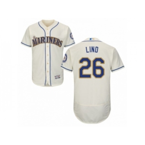 Men's Majestic Seattle Mariners #26 Adam Lind Cream Flexbase Authentic Collection MLB Jersey