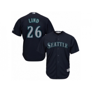 Men's Majestic Seattle Mariners #26 Adam Lind Replica Navy Blue Alternate 2 Cool Base MLB Jersey