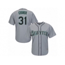 Men's Majestic Seattle Mariners #31 Steve Cishek Authentic Grey Road Cool Base MLB Jersey