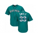 Men's Majestic Seattle Mariners #33 Drew Smyly Authentic Teal Green Team Logo Fashion Cool Base MLB Jersey