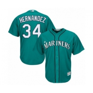 Men's Majestic Seattle Mariners #34 Felix Hernandez Authentic Teal Green Alternate Cool Base MLB Jersey