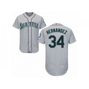 Men's Majestic Seattle Mariners #34 Felix Hernandez Grey Flexbase Authentic Collection MLB Jersey