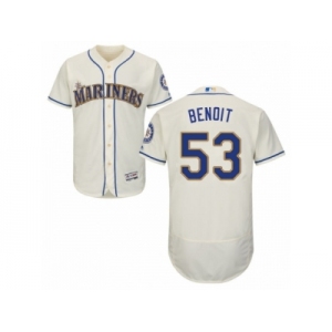 Men's Majestic Seattle Mariners #53 Joaquin Benoit Cream Flexbase Authentic Collection MLB Jersey