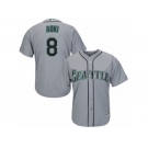 Men's Majestic Seattle Mariners #8 Norichika Aoki Authentic Grey Road Cool Base MLB Jersey