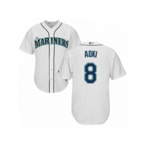 Men's Majestic Seattle Mariners #8 Norichika Aoki Replica White Home Cool Base MLB Jersey