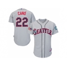 Men's Seattle Mariners #22 Robinson Cano Majestic Gray Stars & Stripes Authentic Cool Base Authentic Jersey