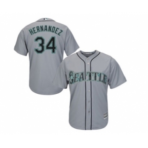 Men's Seattle Mariners #34 Felix Hernandez Majestic Gray Cool Base Player Jersey